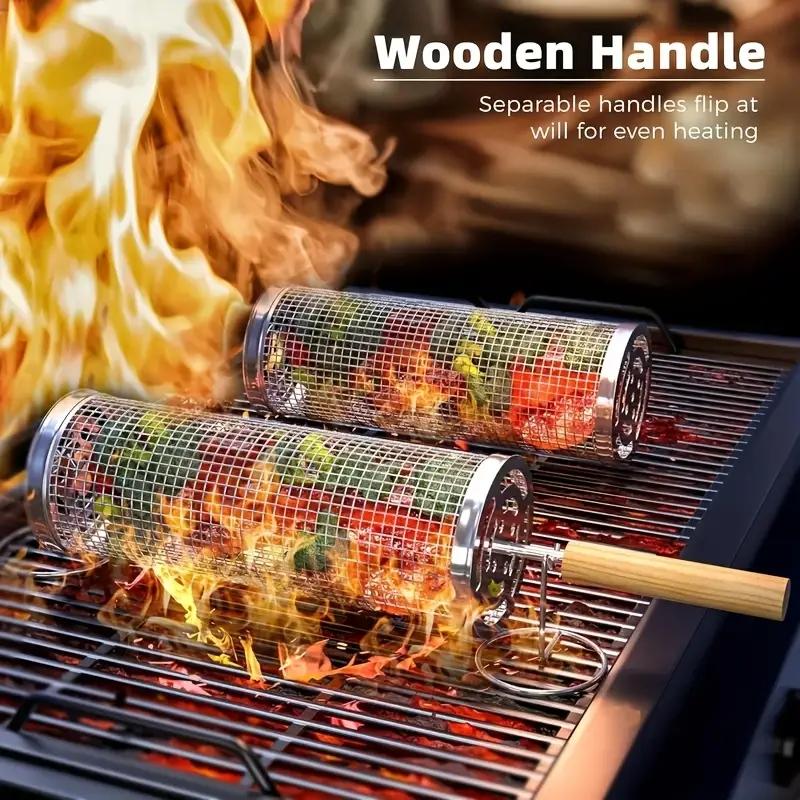 Camping Cooking Bbq - Conjunto de Cestas Redondas de Aço