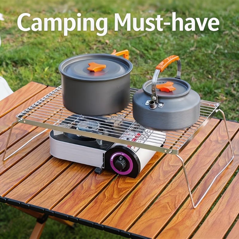 Camping Cooking Lightweight - Suporte Portátil Dobrável de Aço Inoxidável
