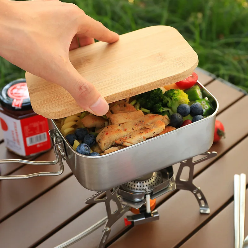 Camping Cooking Container - 304 lancheira de aço inoxidável portátil