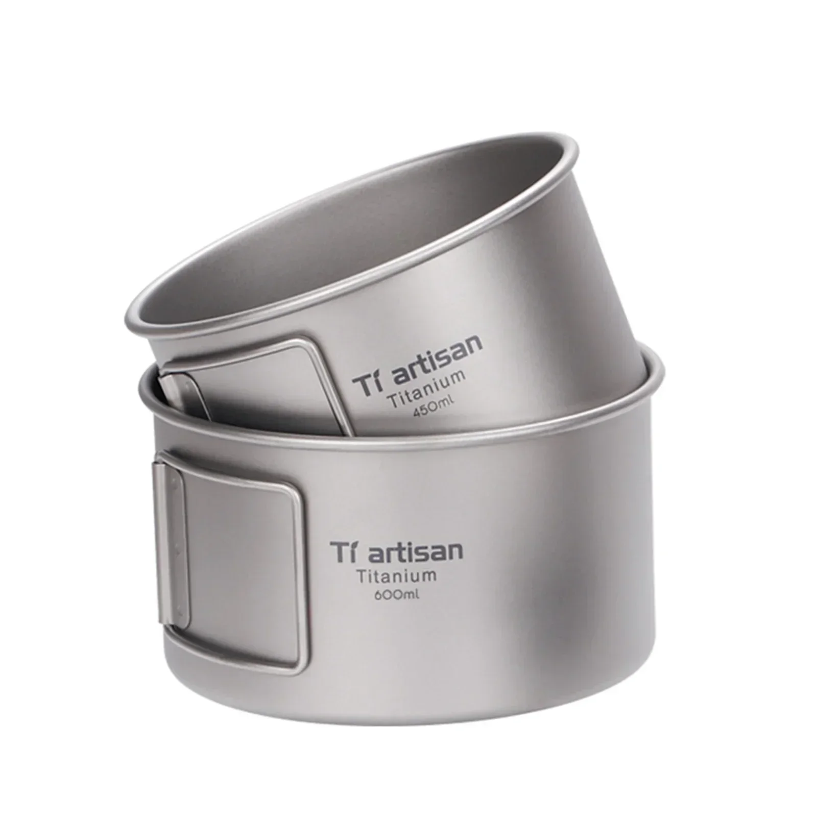 Camping Cooking Container - Tigela de titânio com alça dobrável,
