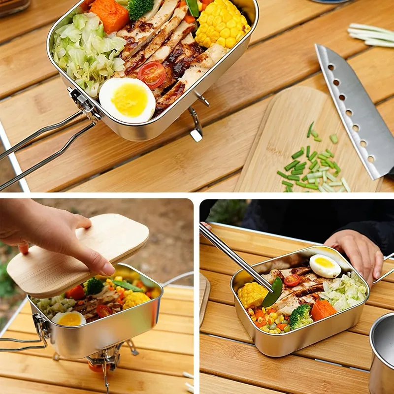 304 lancheira de aço inoxidáve - Camping Cooking Container avaliação e preço