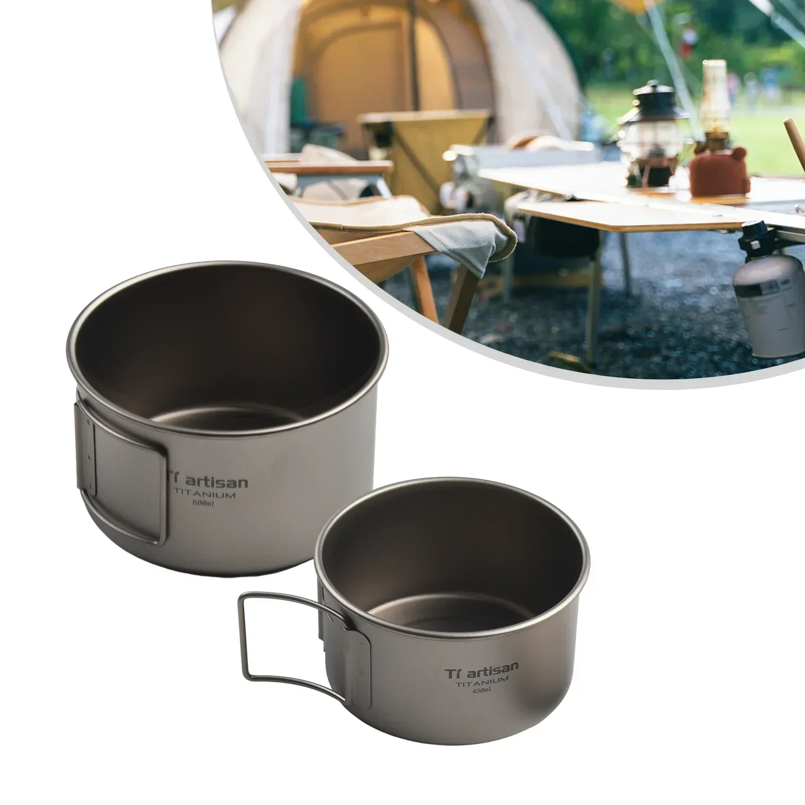 Tigela de titânio com alça dob - Camping Cooking Container avaliação e preço